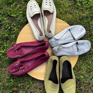 AEROSOLES 5pair Women’s Sz 7 Flats - White, Silver, Burgundy, Olive, Yellow